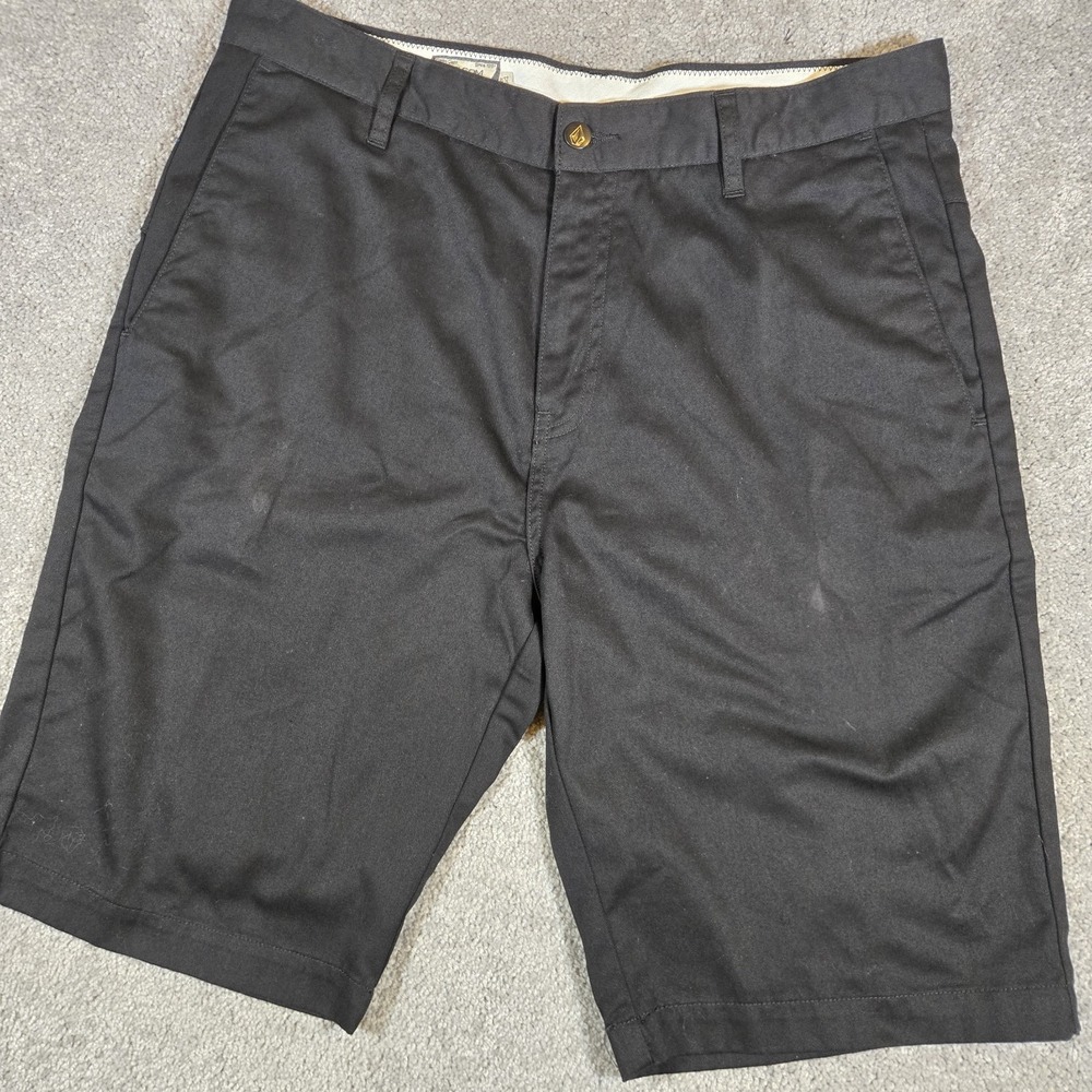 Volcom Chino Shorts Mens 34 Black Excellent Frickin Modern Stretch Skate